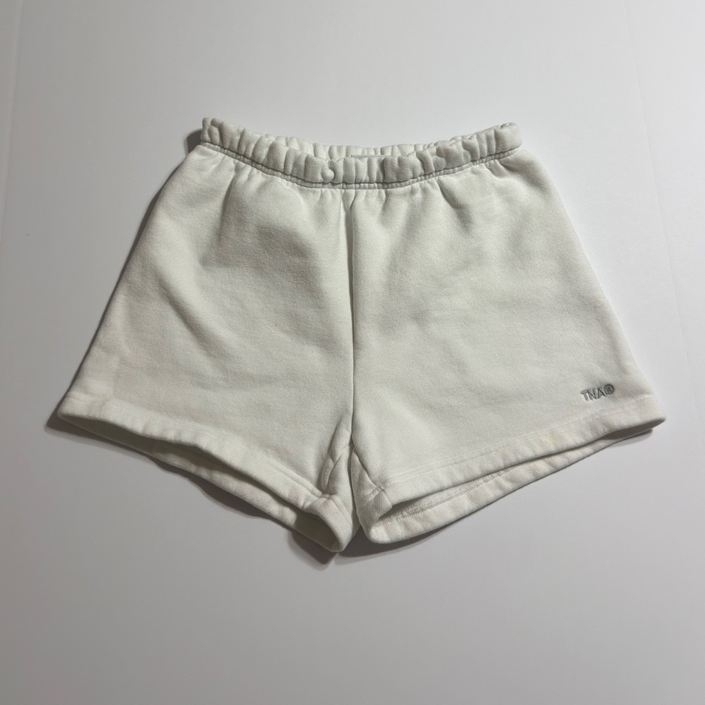 Aritzia TNA Sweatfleece Cozy Fleece Perfect Fit Shorts White XS